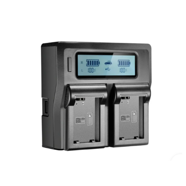 NP‑FW50 Dual LCD Battery Charger – USB Fast Charging for Sony Alpha