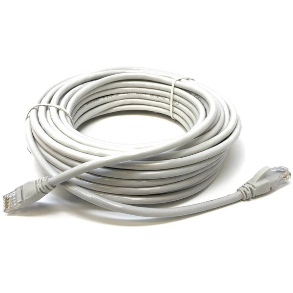 Coiled Ethernet cable on a white background