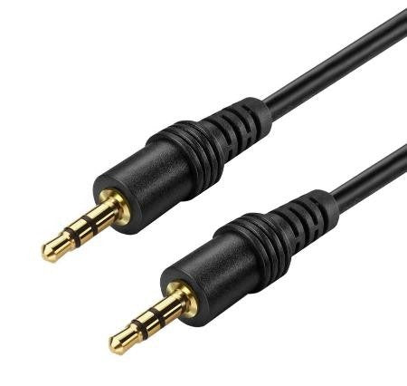 Two audio cables with gold-plated connectors on a white background