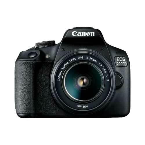 Canon EOS 2000D Digital SLR Camera with an 18-55mm lens, displayed against a white background.
