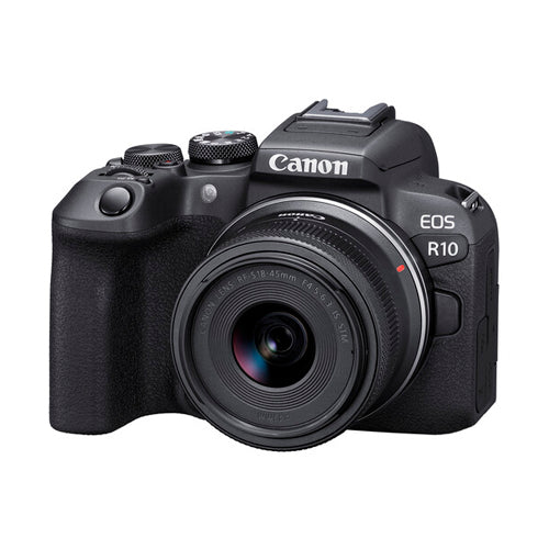Canon EOS R10 Mirrorless Camera with 18‑45 mm Lens  on a white background 