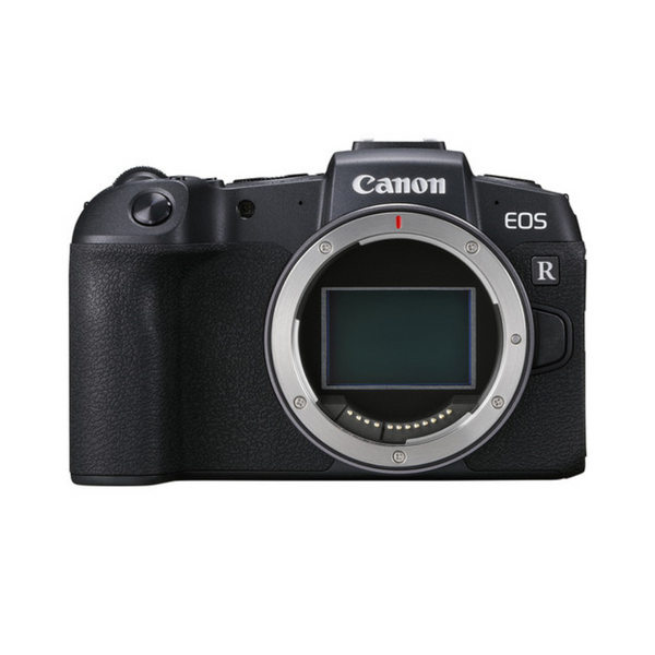 A Canon EOS RP Mirrorless Camera with a black exterior, a digital viewfinder