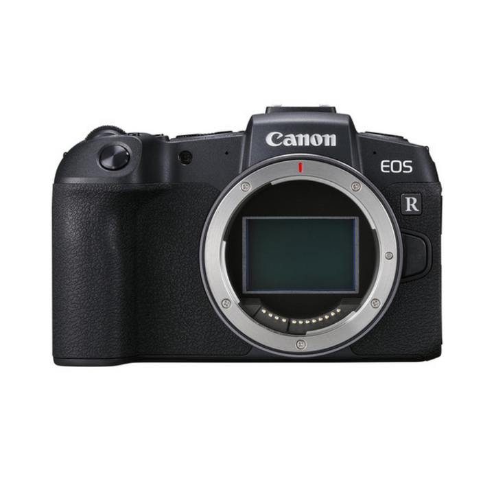 A Canon EOS RP Mirrorless Camera with a black exterior, a digital viewfinder