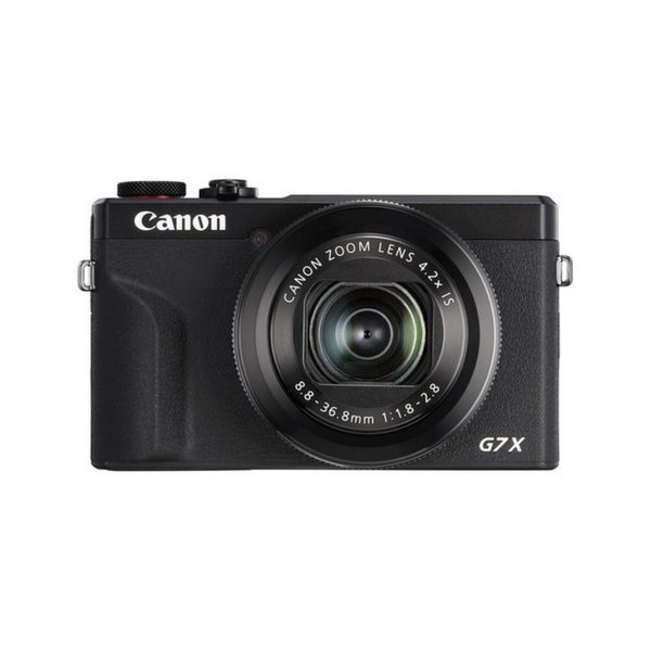 Canon G7 X camera on a white background