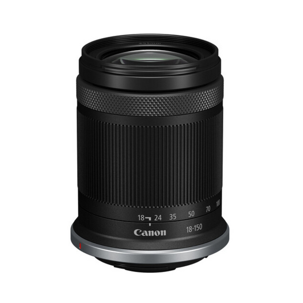 A Canon RF-S 18-150mm f/3.5-6.3 IS STM Lens with focus and zoom rings visible, designed for APS-C format cameras.
