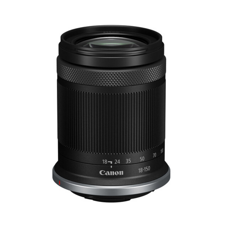 A Canon RF-S 18-150mm f/3.5-6.3 IS STM Lens with focus and zoom rings visible, designed for APS-C format cameras.