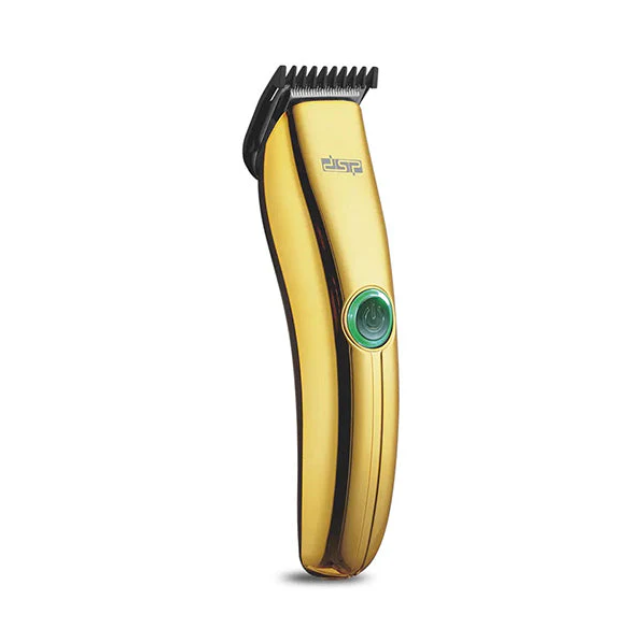 Gold hair trimmer with black accents on a white background