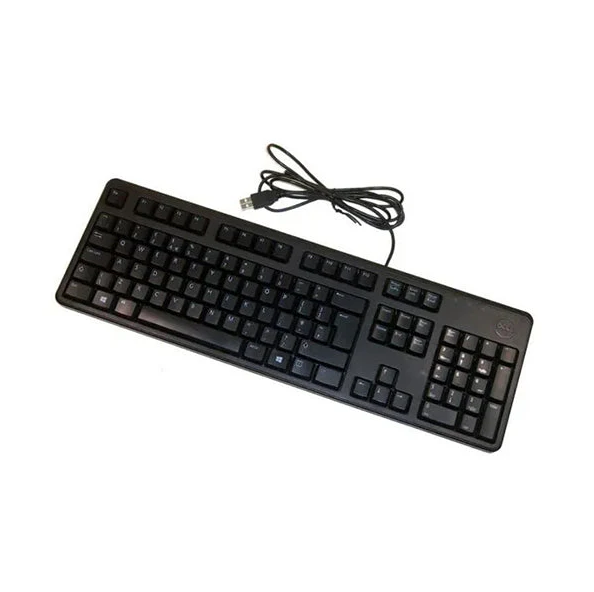 Black keyboard with USB cable on a white background