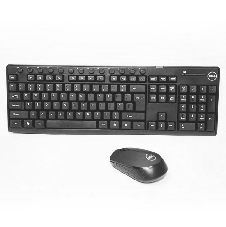 Black keyboard and mouse set on a white background