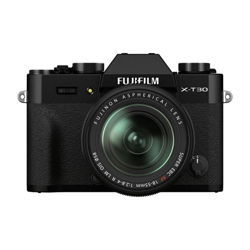 FUJIFILM X-T30 Mirrorless Camera with 18-55mm Lens on a white background