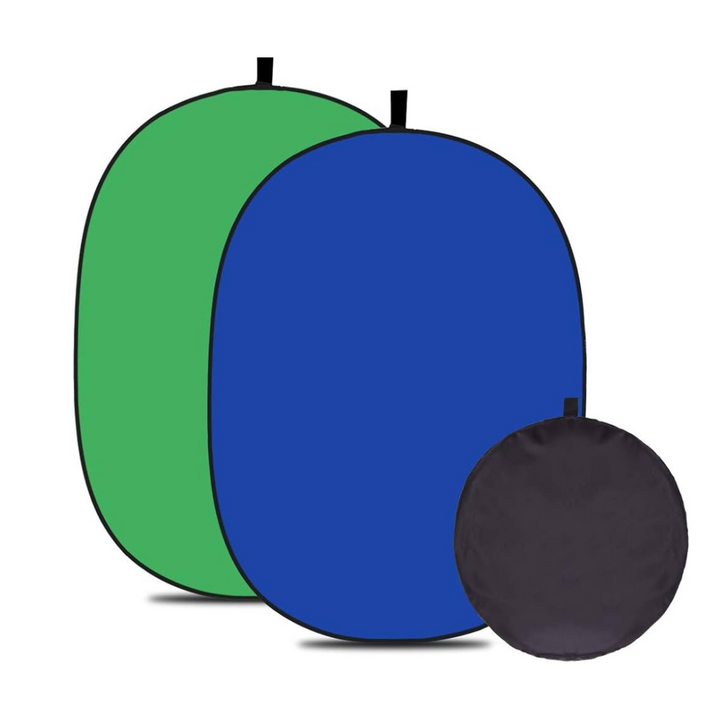 Godox Studio 2in1 Reflector in green and blue, collapsible for easy storage and transportation.
