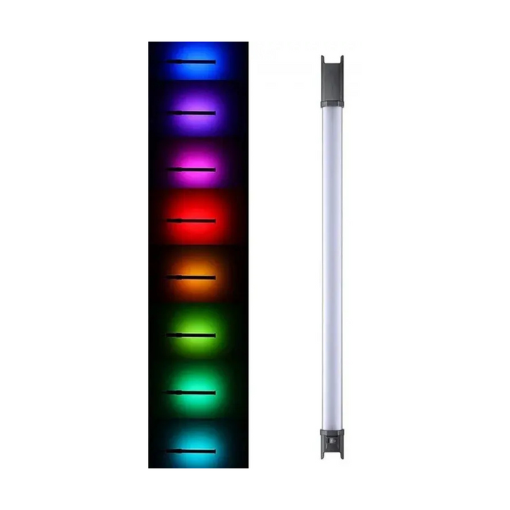 Godox TL60 RGB LED Tube Light displayed with a color spectrum visualisation, showing various colors represented by the tube's segments.