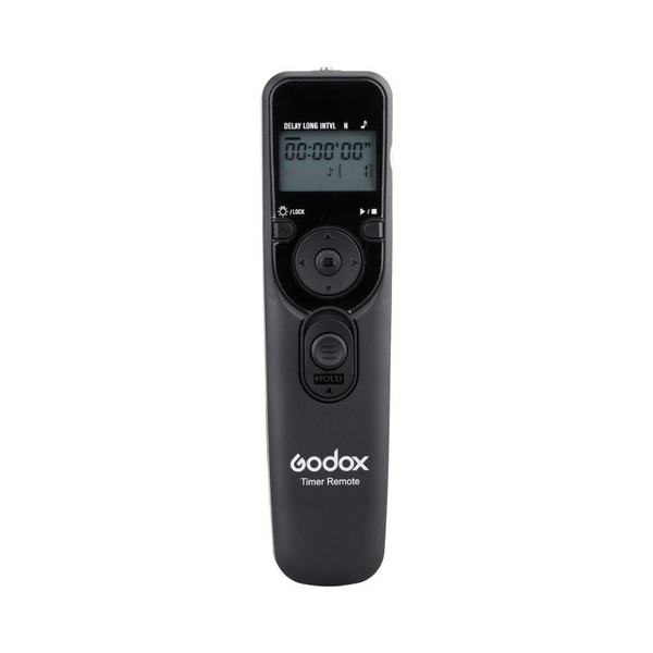 A black Godox UTR Timer Remote Shutter Release with a digital display and control buttons.