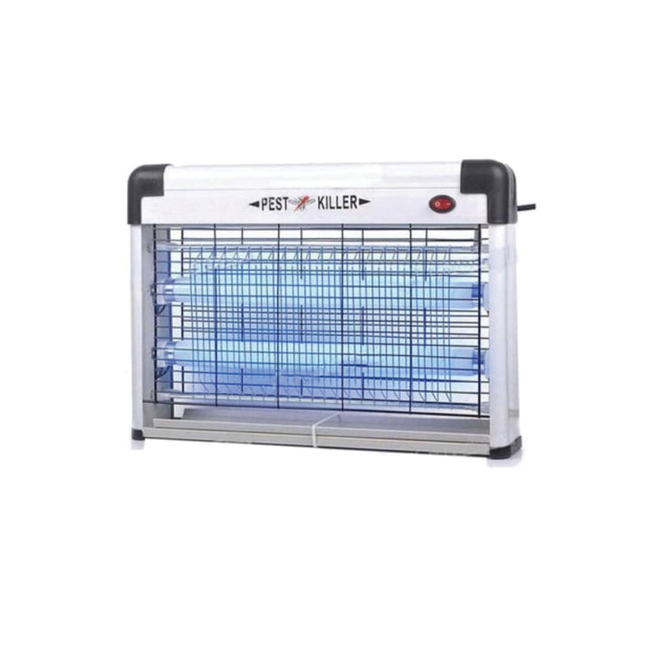 Pest killer device with blue light on a white background