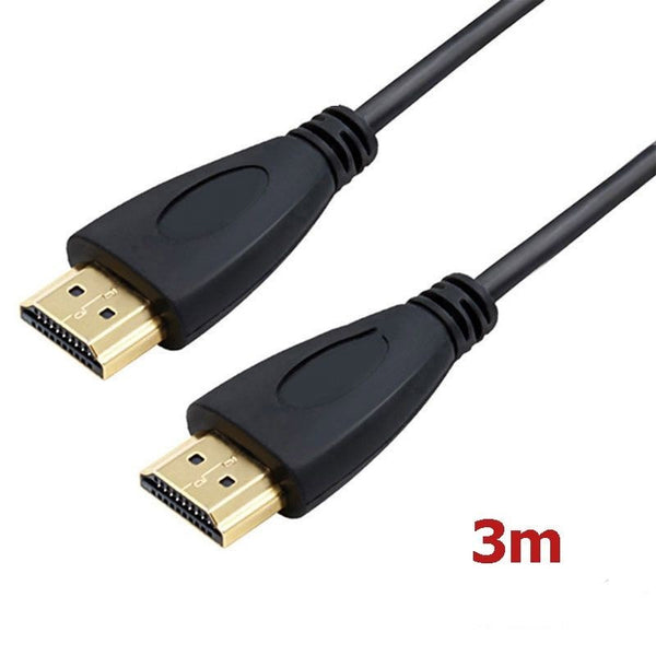HDMI cable with two connectors and a length of 3 meters on a white background