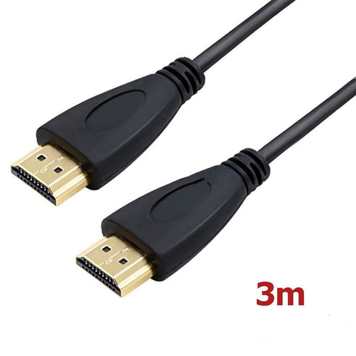 HDMI cable with two connectors and a length of 3 meters on a white background