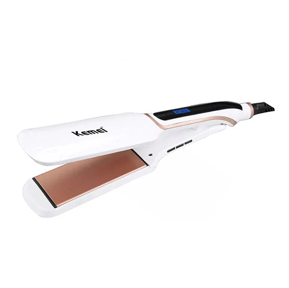 Hair straightener with digital display on a white background
