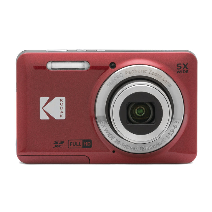 Pink Kodak digital camera on a white background