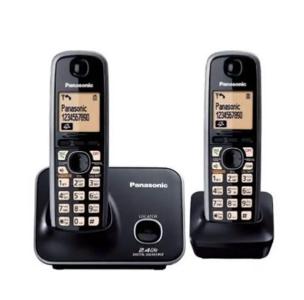 Two Panasonic cordless phone sets on a white background