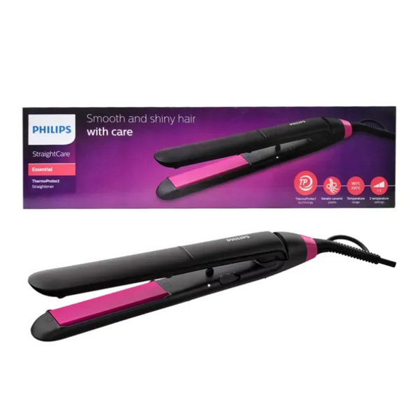Philips hair straightener with packaging on a white background