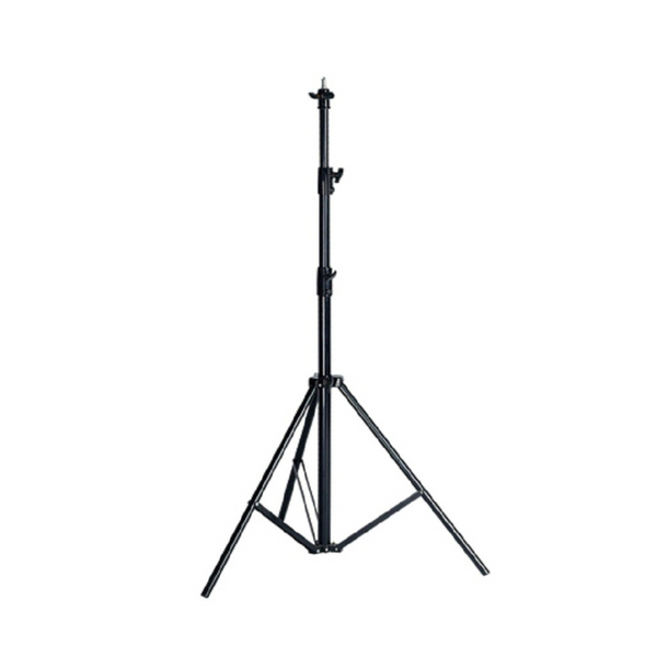 A black Qihe light stand, 2.8 meters in height, with three sections, on a white background.