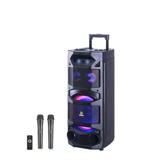 Tecnolux DW‑H213 Extra Bass 10″ Party Speaker with Dual Wireless Microphones