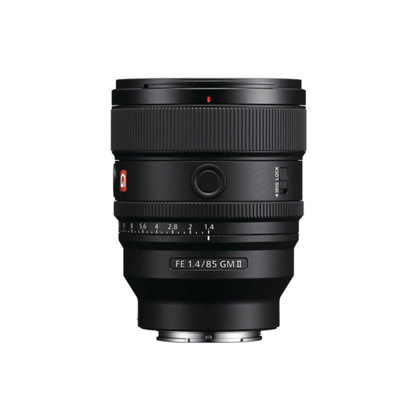 Camera lens with specifications on a white background