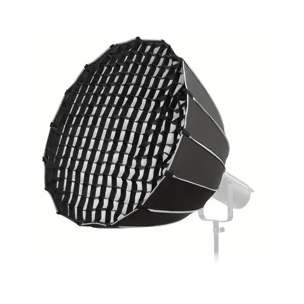 Black and white grid-patterned softbox on a white background