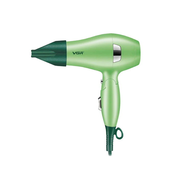 Green hair dryer with 'VGR' branding on a white background